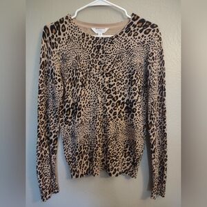 Time And True Women's Button Up Animal Print Cardigan Sweater. Small